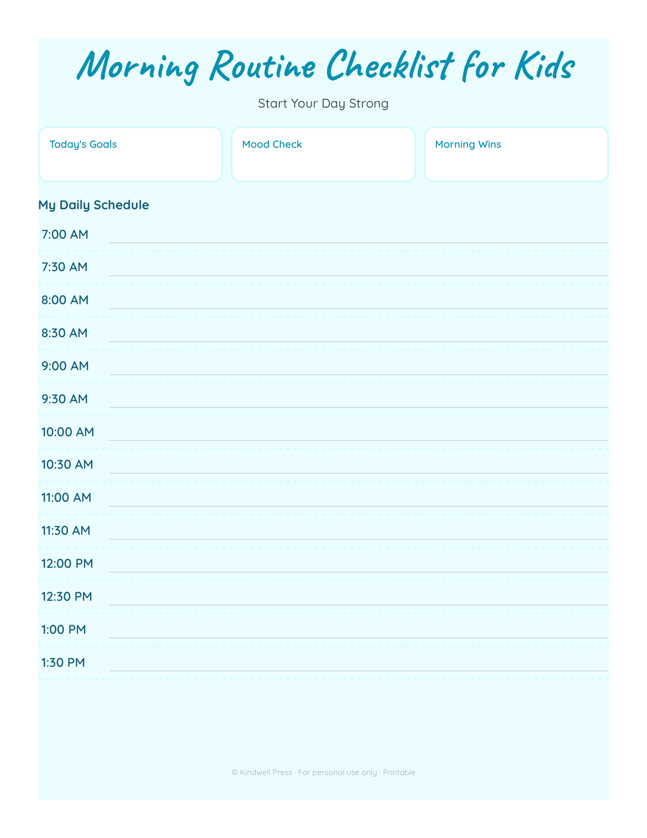 Morning Routine Checklist for Kids